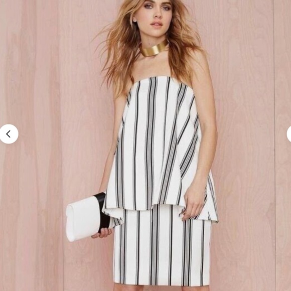 cameo Dresses & Skirts - Cameo Rather Be Striped Black White Dress Size M